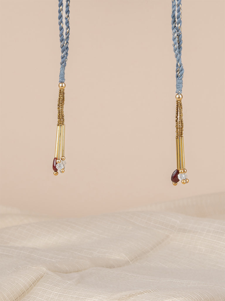 Rectangular With 4 Square Ajrakh & Hand Work Potli