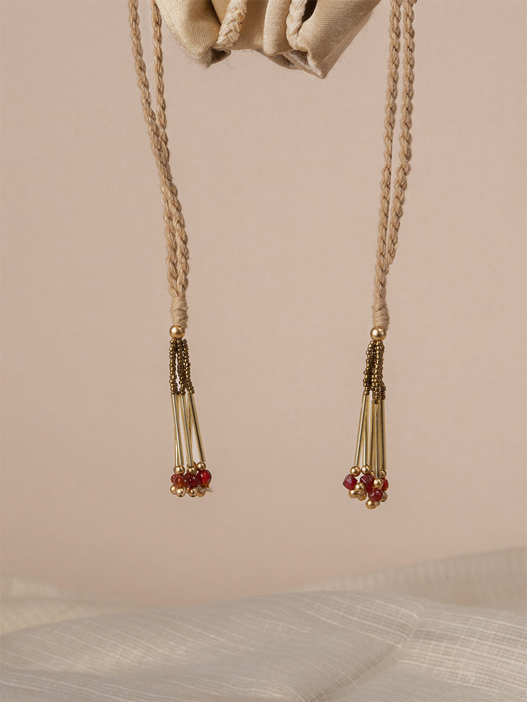 Rectangular With 4 Square Ajrakh & Hand Work Potli