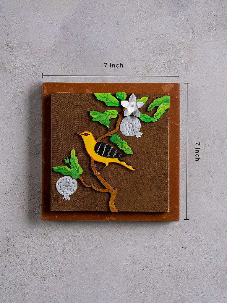 Yellow Bird With Pomegranate Wall Frame