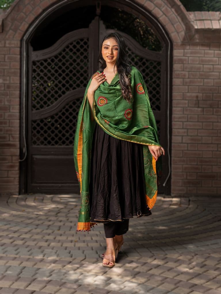 Floral Motifs Rabari Work Dupatta