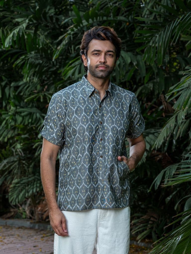 All-over Ikkat Print Handwoven Kurta