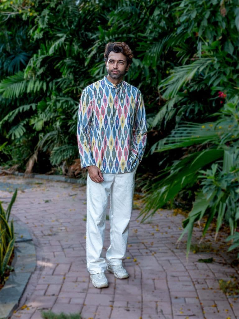 Handwoven Ikkat Multi-Colour Short Kurta