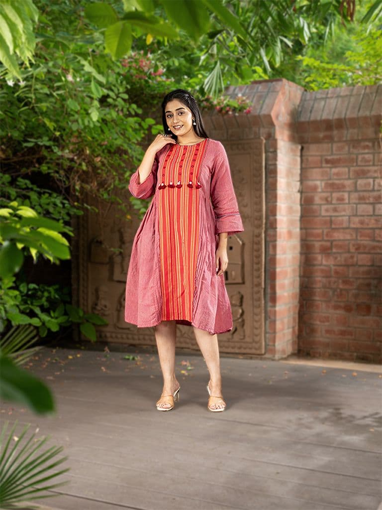 Dress With Hand Embroidery and Karnataka Weave