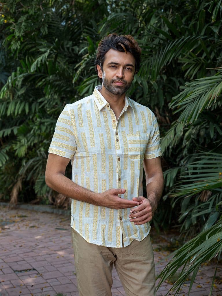 Hand-Block Printed Khadi Shirt