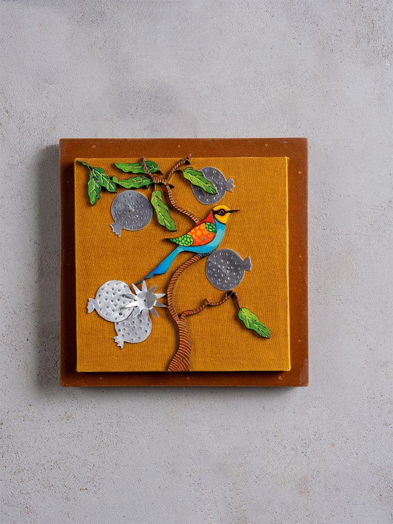 Blue Bird With Pomegranate Wall Frame