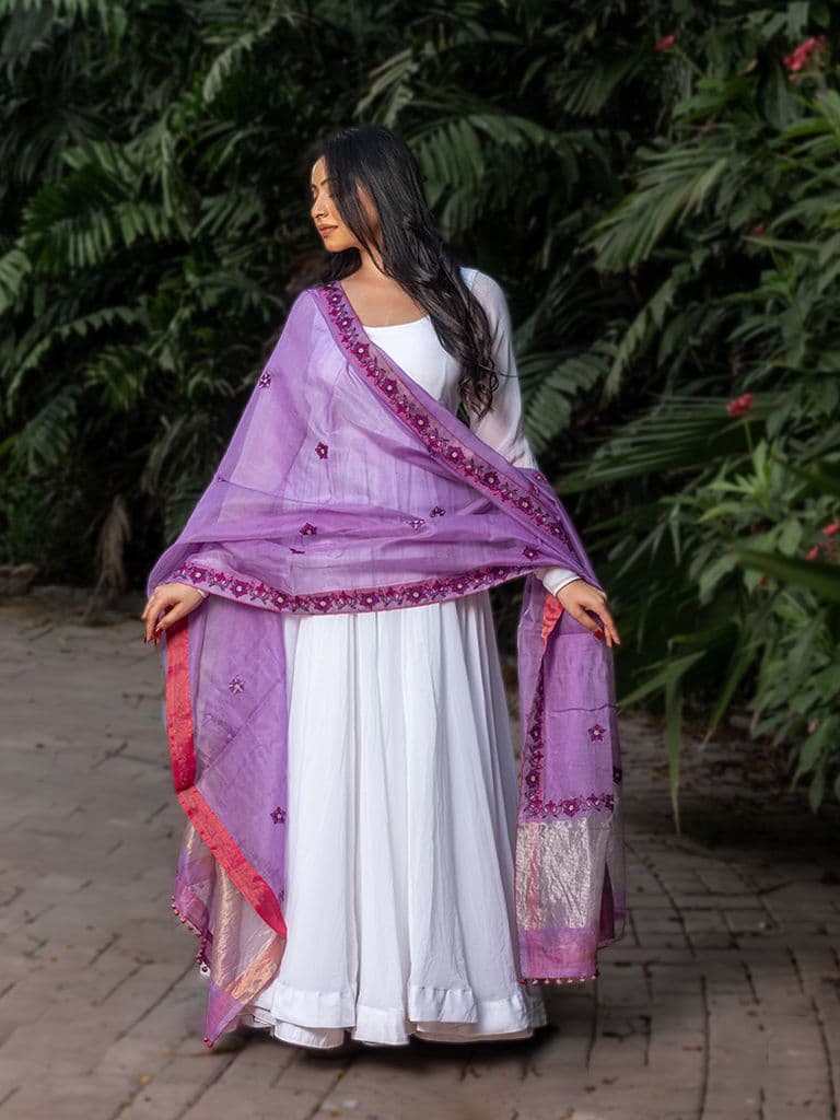 Mirror-Aari Hand-Embroidered Dupatta