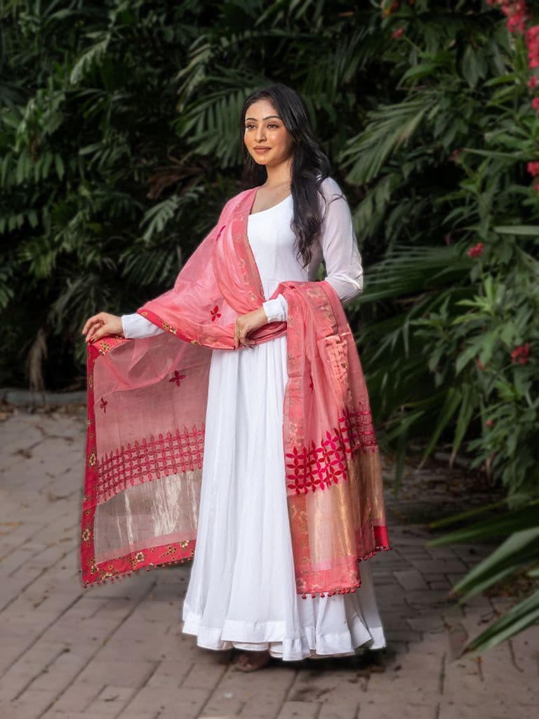 Chanderi Sada Bharat Dupatta