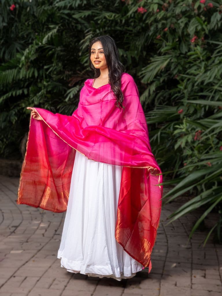 Chanderi Silk Phat Work Dupatta