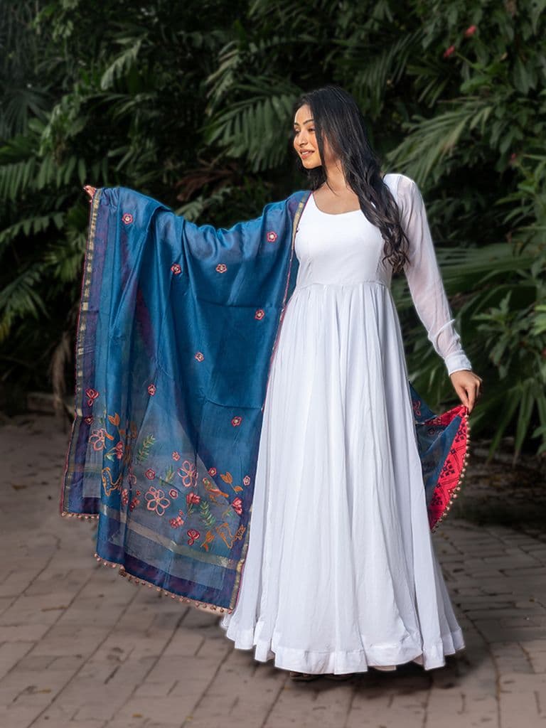 Aari Hand-Embroidered Chanderi Silk Dupatta