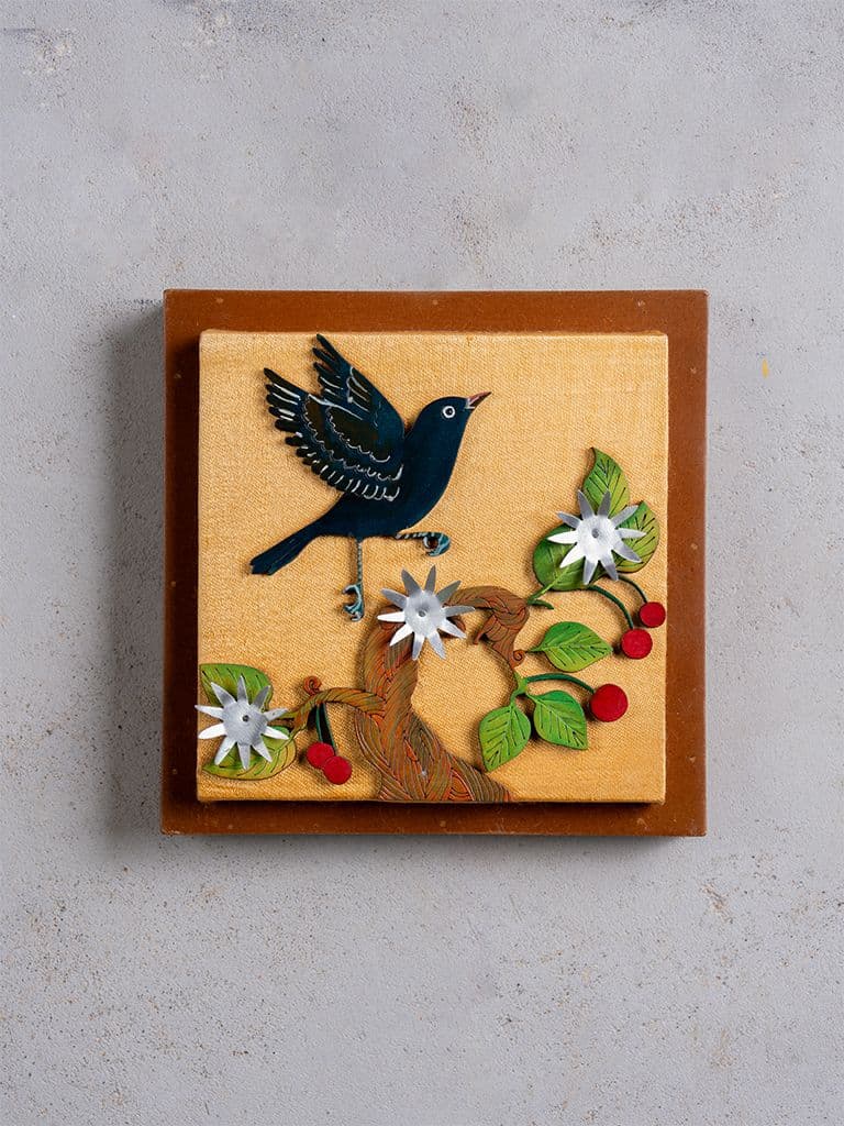 Raven With Cherries Wall Frame