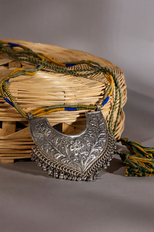 Green Long Oxidised Pendant