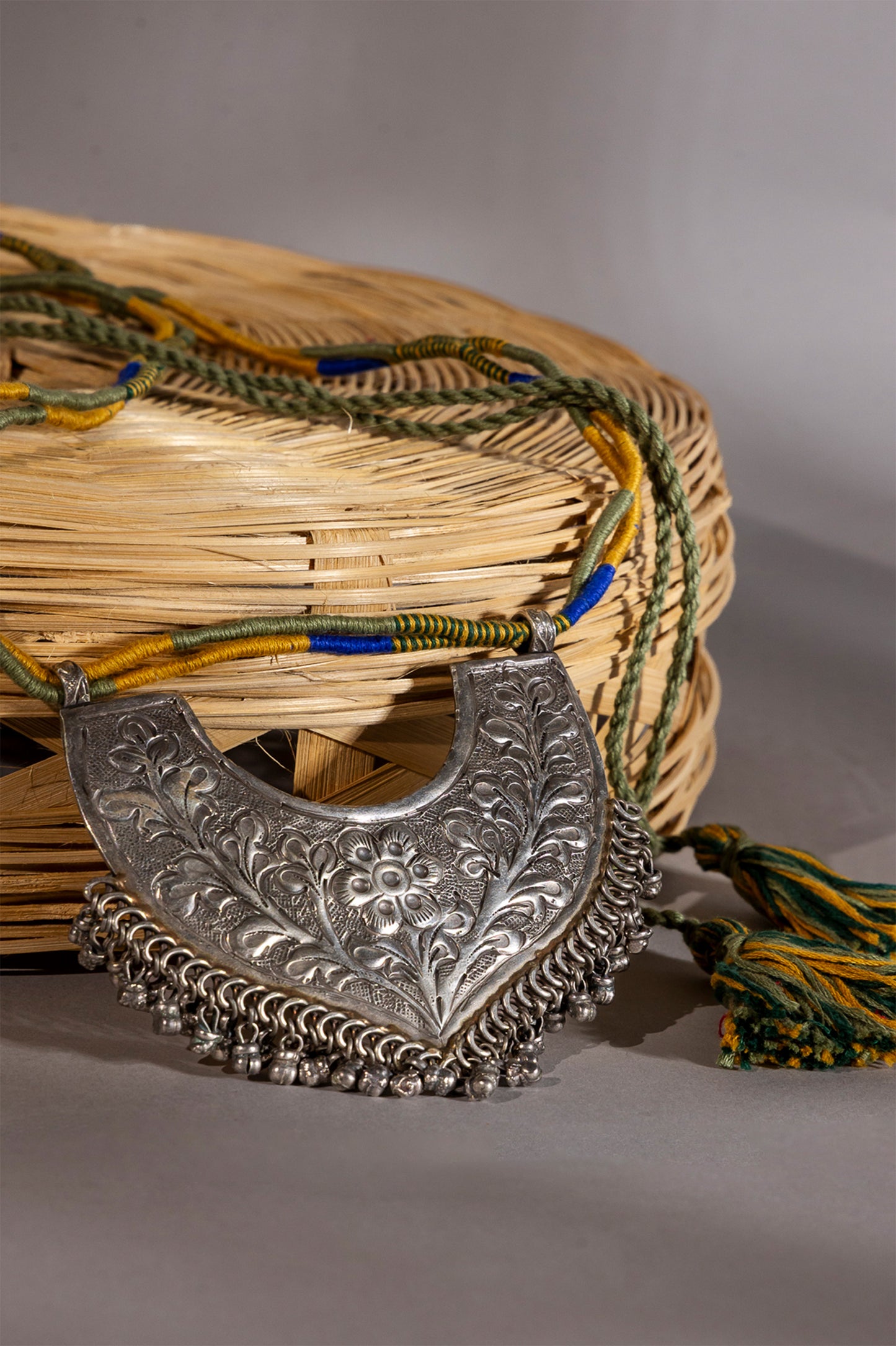 Green Long Oxidised Pendant