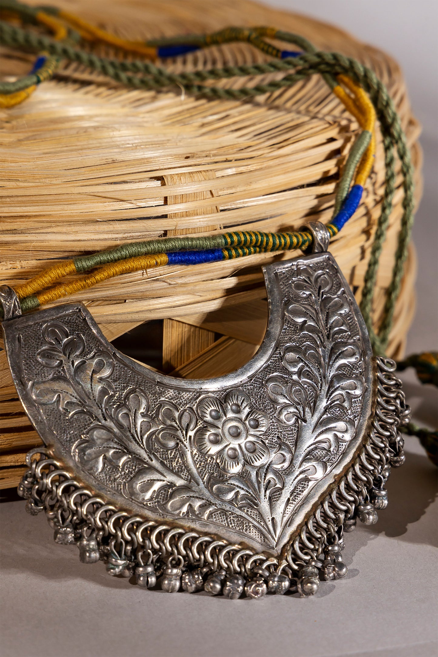 Green Long Oxidised Pendant