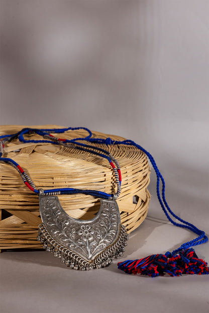 Blue Long Oxidised Pendant