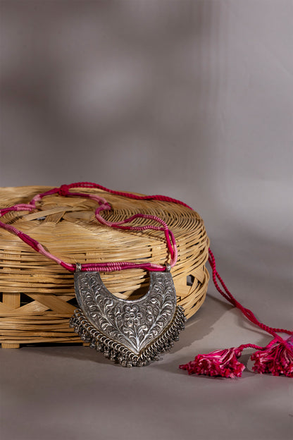 Pink Long Oxidised Pendant