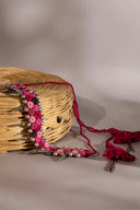Pink Thread Ball Leaf Choker