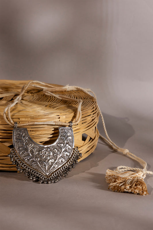 Ivory Long Oxidised Pendant