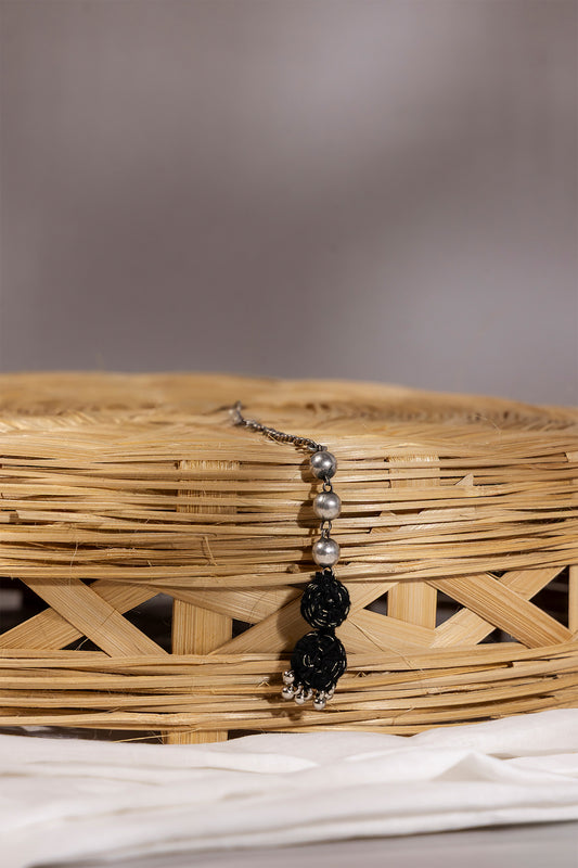 Black Double Thread Ball Maang Tikka