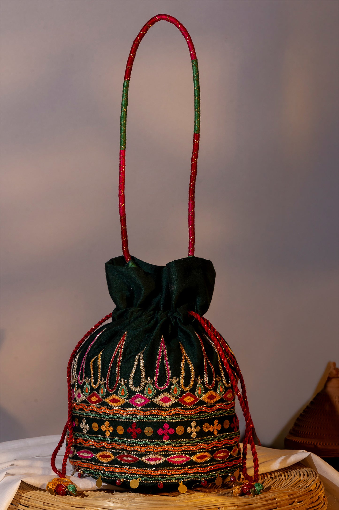 Green Kutchi Festiv Potli Bag