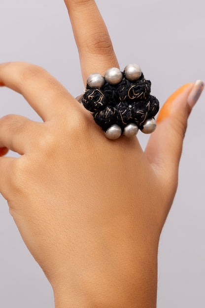 Black Thread Ball Ring