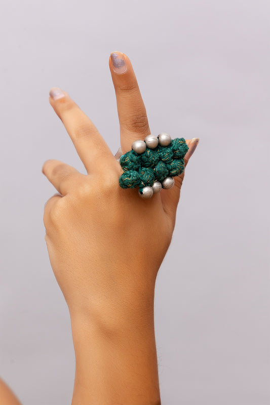 Green Thread Ball Ring