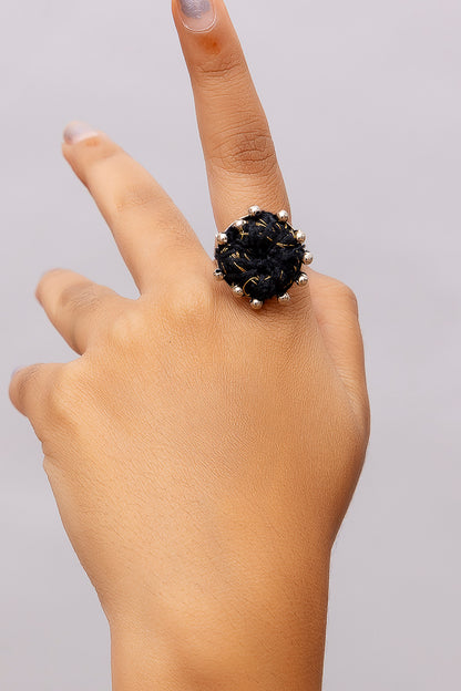 Black Thread Ball Ring