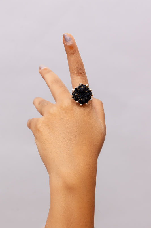 Black Thread Ball Ring
