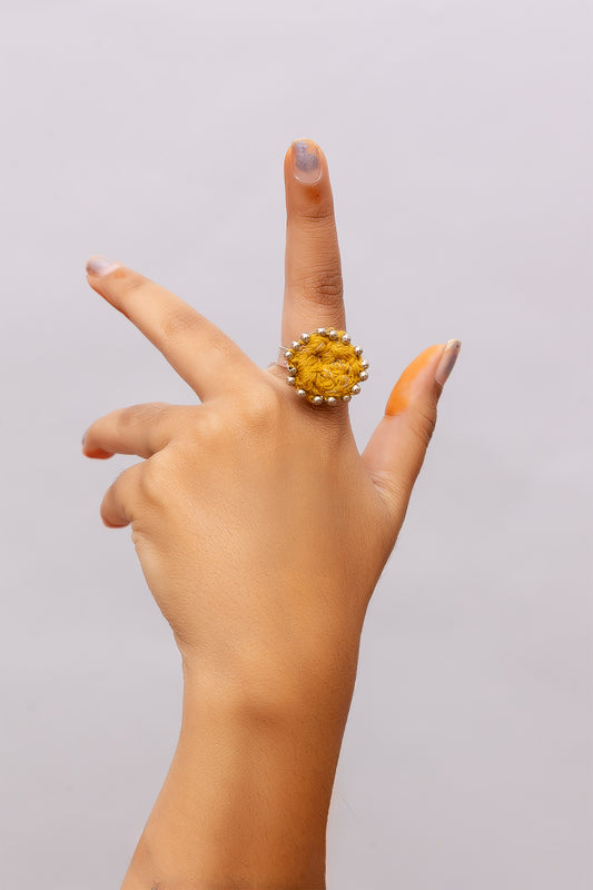 Mustard Thread Ball Ring