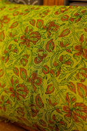 Mustard Block Print & Hand Work Cotton Bedsheet | Craftroots