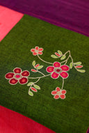Multi Peach Aari & Hand Work 9 Block Cotton Bedsheet Set | Craftroots