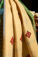 Craftroots Handcrafted Cotton Aari Work Dupatta with Tassels | 2.5 Meter Ethnic Dupatta for Women