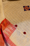 Craftroots Handcrafted Cotton Aari Work Dupatta with Tassels | 2.5 Meter Traditional Women's Dupatta | Ethnic Handmade Dupatta
