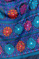 Handcrafted Blue Tussar Silk Saree – Artisanal Appliqué Elegance