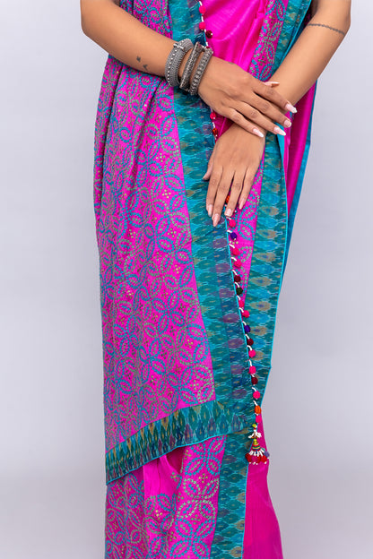 Rani Pink Satin Silk Saree – Timeless Craftsmanship & Vibrant Elegance