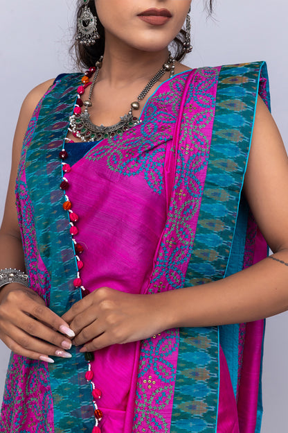 Rani Pink Satin Silk Saree – Timeless Craftsmanship & Vibrant Elegance