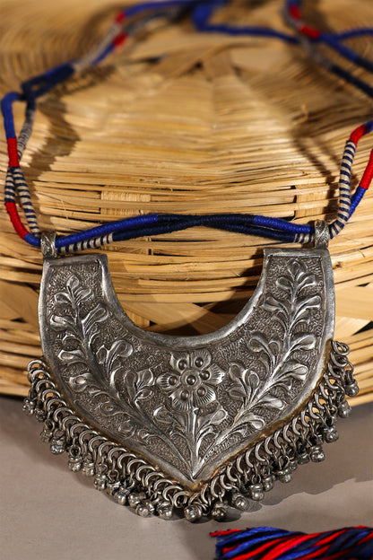 Blue Long Oxidised Pendant