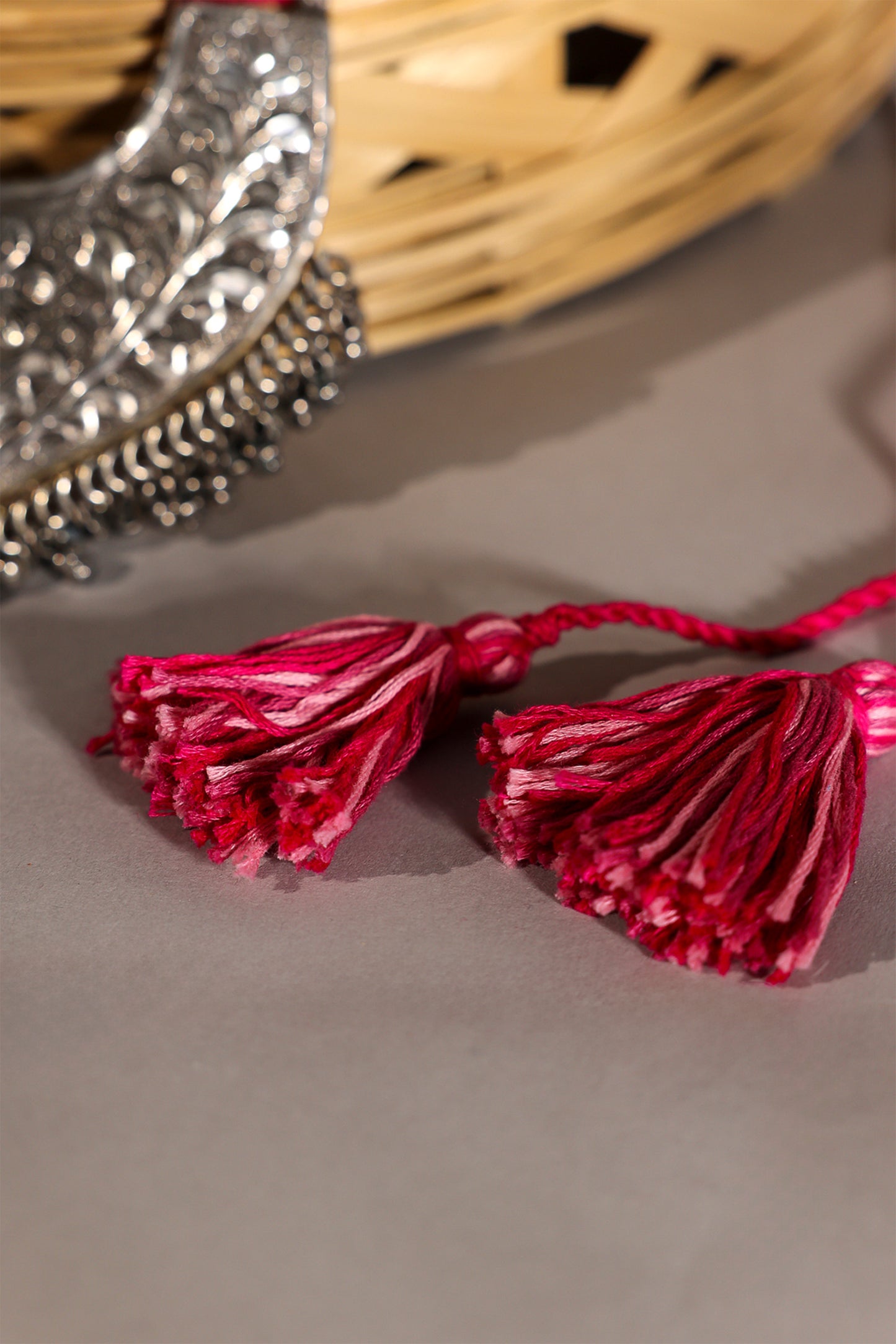 Pink Long Oxidised Pendant