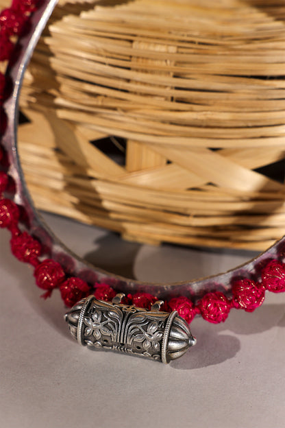 Pink Thread Ball Hasli Choker