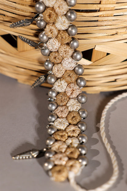 Ivory Thread Ball Leaf Choker