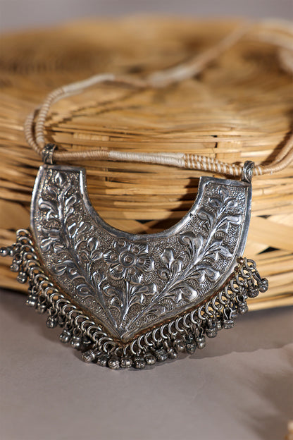 Ivory Long Oxidised Pendant