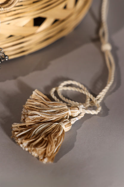 Ivory Long Oxidised Pendant