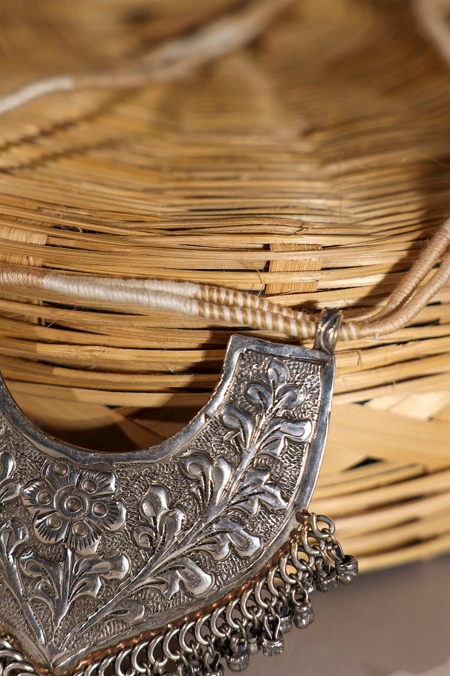 Ivory Long Oxidised Pendant