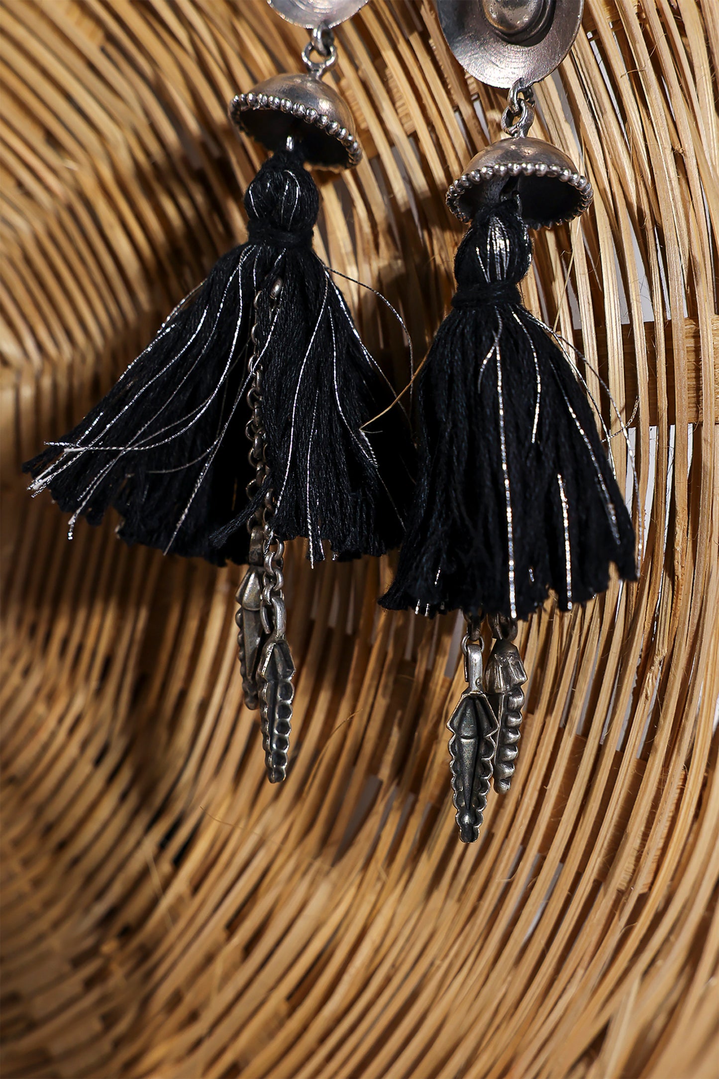 Black Oxidised Tassel Jhumka