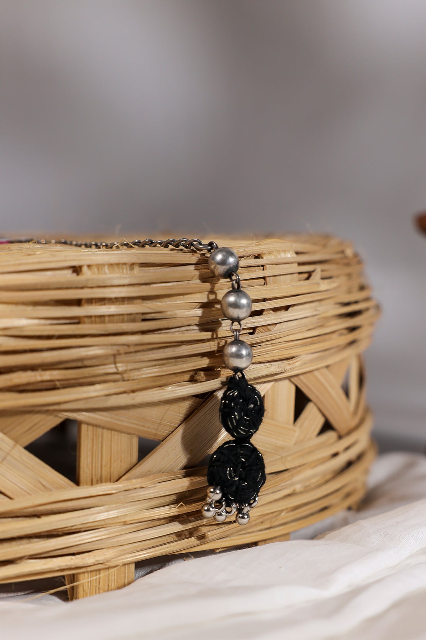 Black Double Thread Ball Maang Tikka
