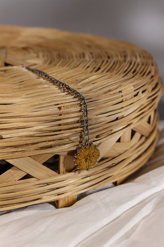 Yellow Sun Thread Ball Maang Tikka