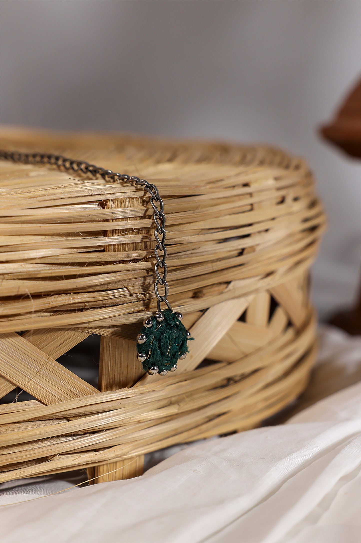 Green Sun Thread Ball Maang Tikka