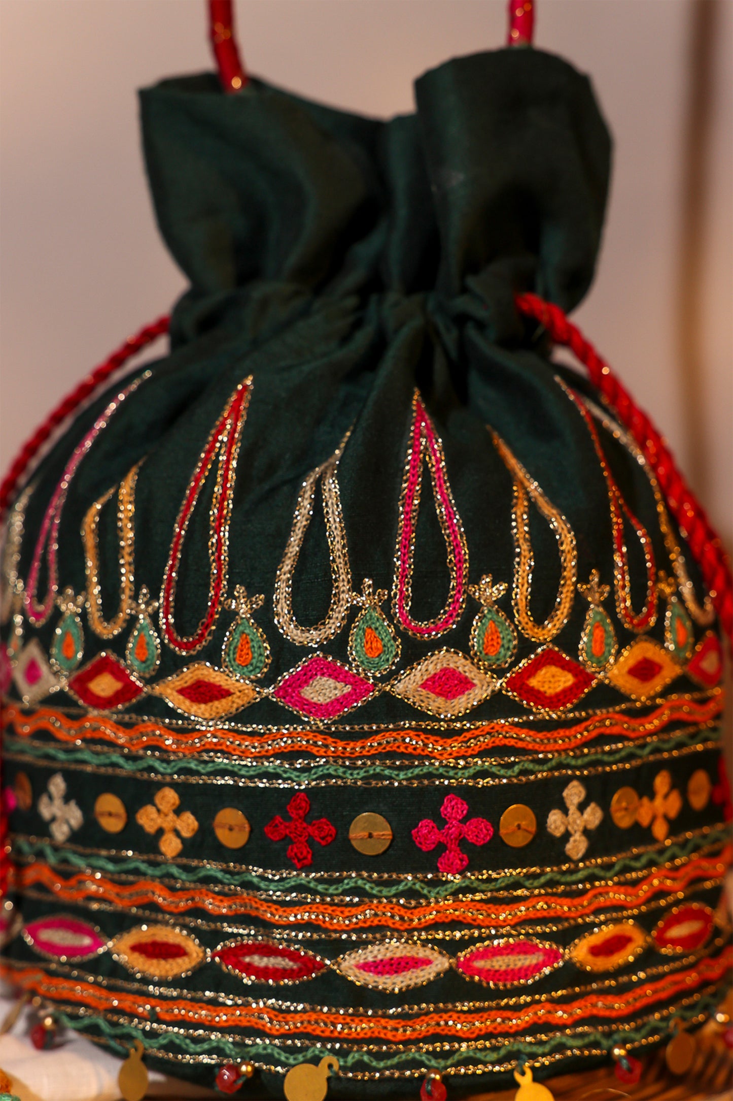 Green Kutchi Festiv Potli Bag
