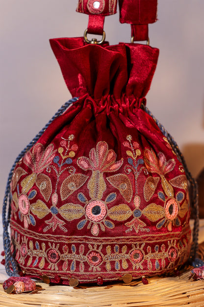 Red Garden Design Potli Bag