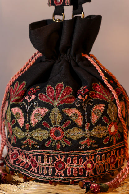 Black Garden Design Potli Bag