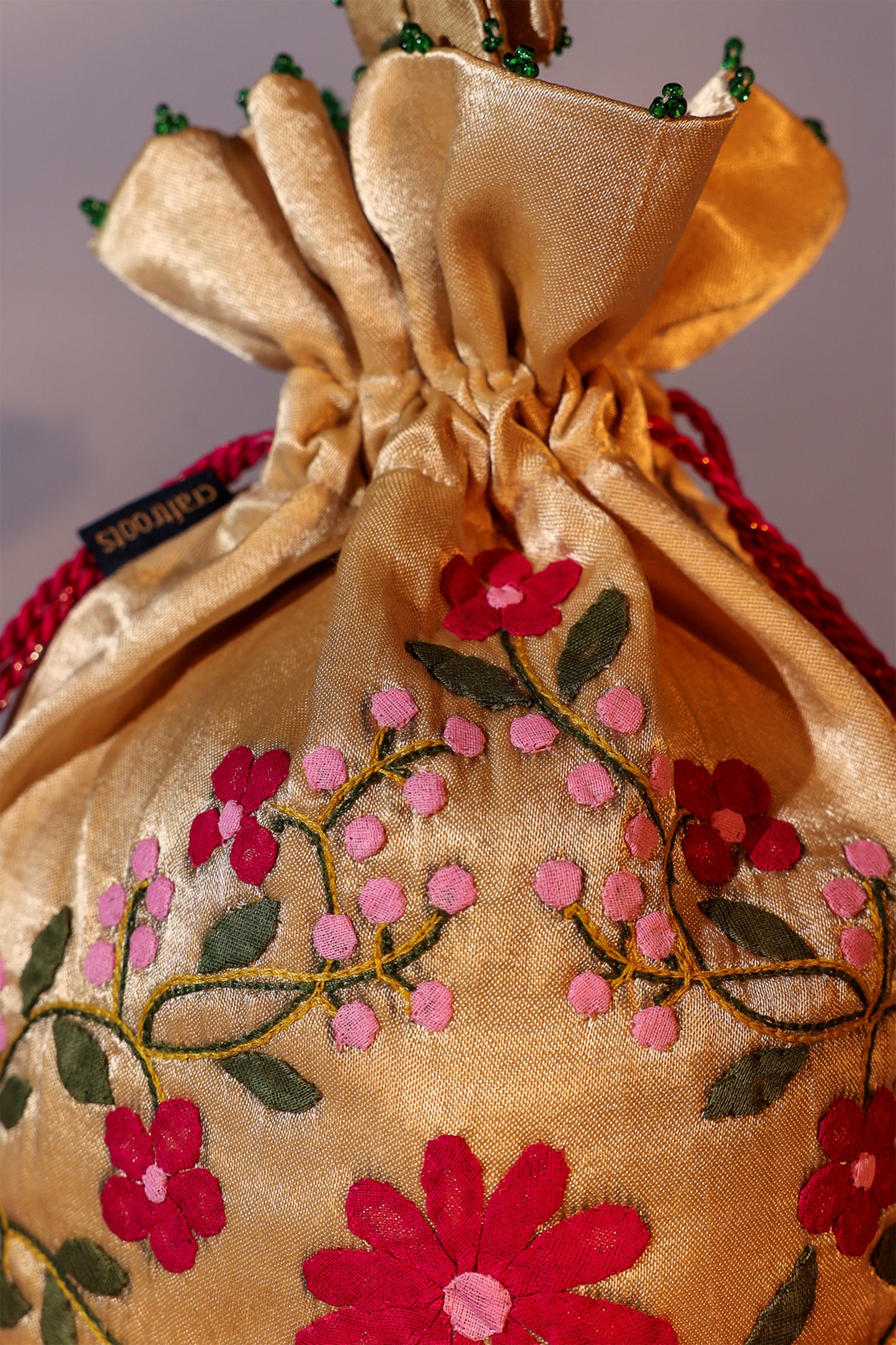 Floral Ivory Applique Potli